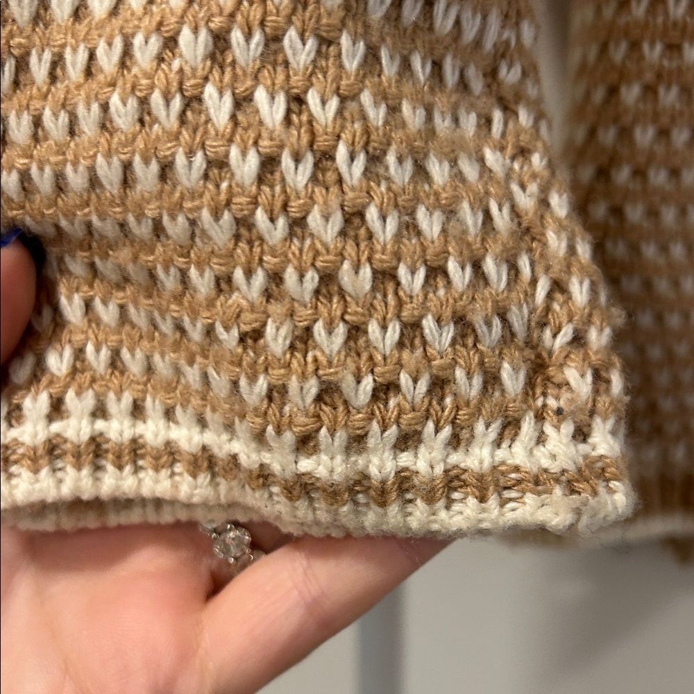 J. Crew Tan & White Knit Sweater, Size Small - Picture 5 of 11